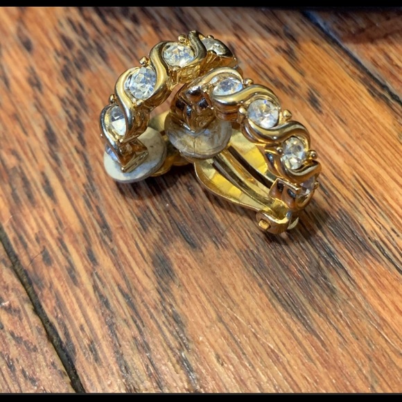 D’Orlan Gold & Diamond Costume Clip-On Earrings - Picture 7 of 9